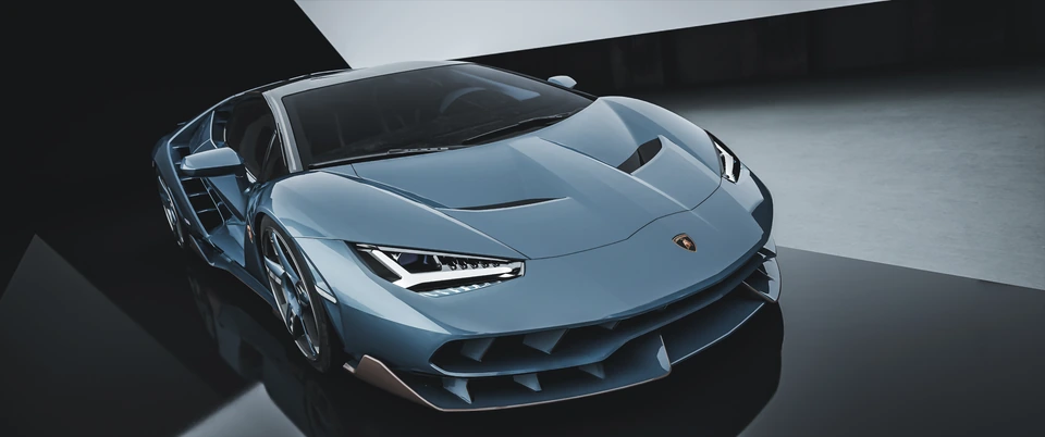 Lamborghini — front exterior and sculptural lighting study