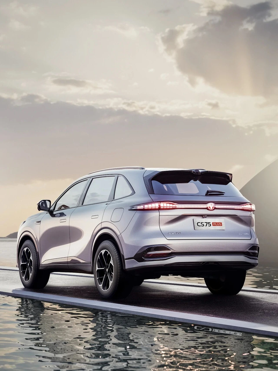 Changan CS75 Plus — low rear exterior beside water